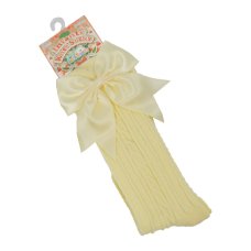 S350-LEM: Lemon Knee Length Socks w/Large Bow (0-24 Months)